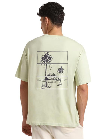 Nobero MenS Oversized Fit T-Shirt (1M-Twrt-C1092_Aloe Green