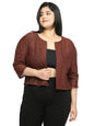 Style Quotient Women Maroon Self Design Floral Lace Open Front Smart Casual Shrug