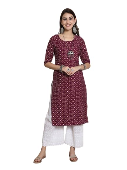 Pinkmint Elegant Printed Crepe KurtiS For WomenS Ll Fashionable Kurti Ll Straight Round Neck Kurti (Pack Of 1) Purple