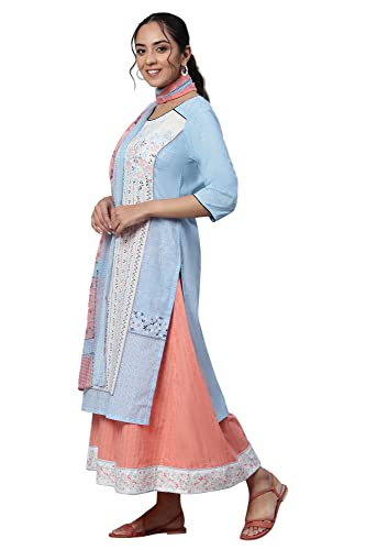 Aurelia Women's Straight Kurta, Peach Culottes And Dupatta Set