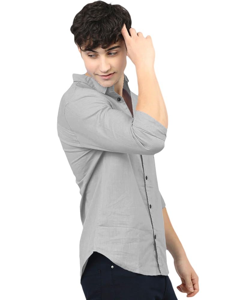 Eyebogler MenS Casual Solid Shirt Cement Grey