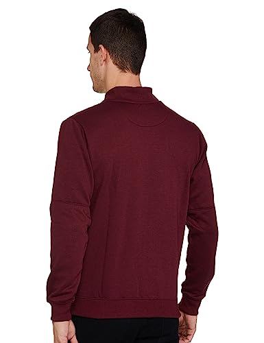 The Indian Garage Co Red Slim Fit Solid Long Sleeve Zipper Sweatshirt