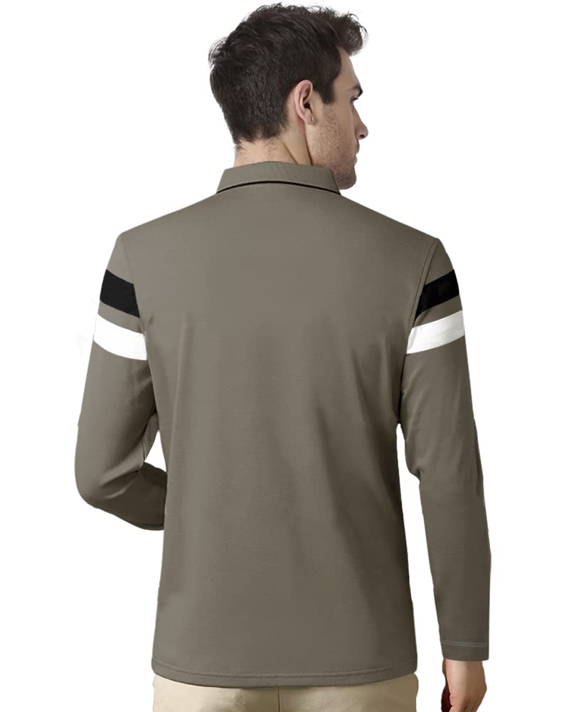 Eyebogler Polo Neck Striped Tshirt For Men