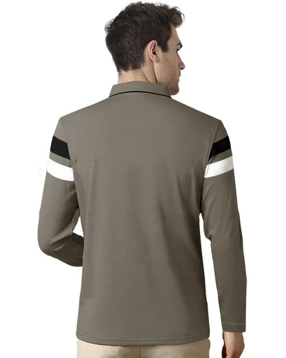 Eyebogler Polo Neck Striped Tshirt For Men
