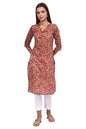 Aurelia WomenS Orange Batik Printed Pure Cotton Straight Casual Kurta (Size: L)-A15891-509329