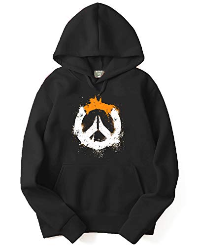 ADRO Men's Cotton Neck Hooded Sweatshirt (H21-M-PC-BL_Black_XL)