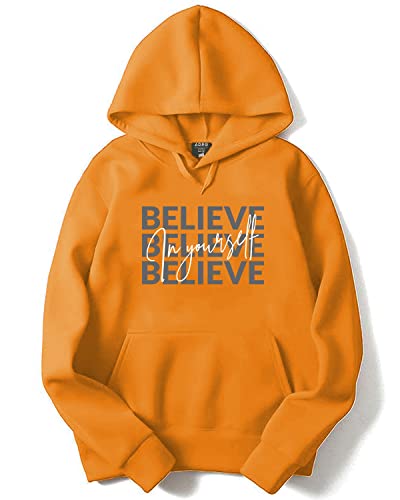 ADRO Believe in Your Self Printed Hoodie/Sweatshirt for Men (H22-M-INV-MU_Mustard_XL)