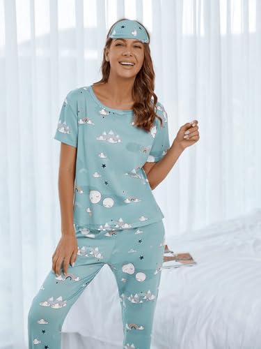 SHIENZY Womens Stylish Avacado Printed Night Suit || T-Shirt & Pyjama for Nightwear Set || Casual Lounge & Sleep Wear for Girls