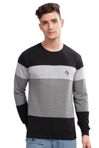 ADRO Full Sleeve Tshirt for Men | Colorblock T Shirt for Men | 100% Cotton Tshirt | Full Sleeve T-Shirt | Mens Full Sleeves T Sh