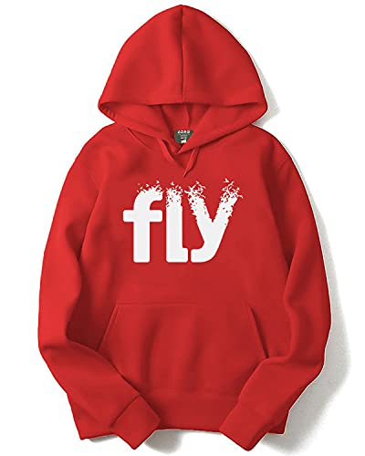 ADRO Men's Cotton Neck Hooded Sweatshirt (H21-M-FLY-RD_Red_XL)
