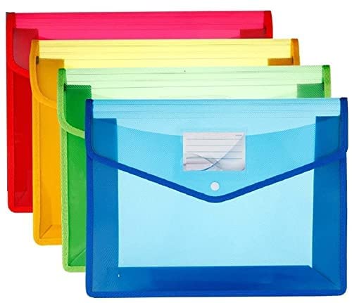 Fedus Document Holder Envelope Folder,File Storage Bag Withsnap Button Transparent Plastic File For Document File Holder/Documen