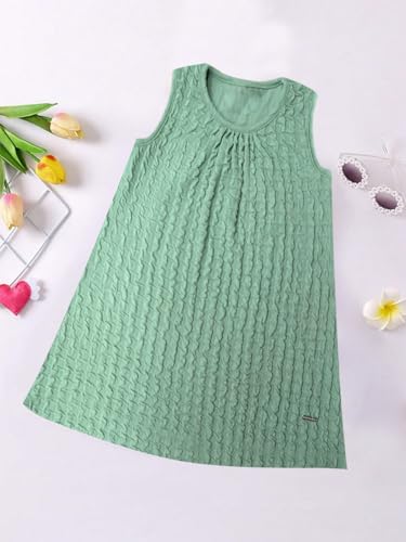 A.T.U.N. (ALL THINGS UBER NICE) Girls Sleeveless Stylish A-Line Abby Dress | Daily, Party, Casual Knee Length Dress Light Green