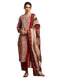 Varanga Women-Zari Detailed Ethnic Floral Printed Kurta With Trouser & Dupatta