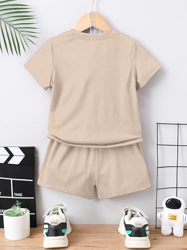 AVANOVA Boys Pista 2pcs/Set Young Boy Loose Comfortable T-Shirt With Los Angeles Print And Shorts, Casual Cute Style Suitable F