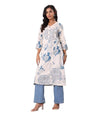 Varanga Women Bold Tropical Printed Cotton Flex Kurta  A Stylish And Comfortable Choice For Everyday Wear Off White