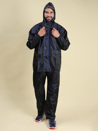 Rupa Rainwear for Men, Waterproof Nylon Blended Rain Jacket with Pants and Carry Bag,Pack of 1