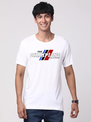 ADRO Men's Graphic Printed 100% Cotton T-Shirt - Regular Fit, Printed T-Shirts for Men (RN24-CMP-WH_White)