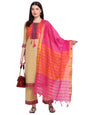 ANNI DESIGNER Women's Cotton Straight Kurta with Palazzo & Dupatta (KPZD-COT-10013-BEIGE)