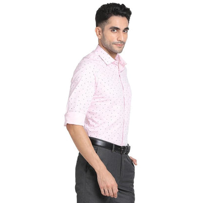 Turtle Men 100% Cotton Pink Printed Slim Fit Full Sleeve Formal Shirt