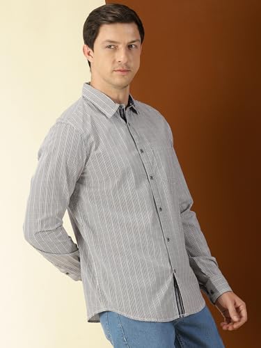 Thomas Scott Mens 100% Cotton Slim Fit Full Sleeves Solid Casual Shirt Coffee