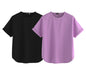 Juneberry Pure 100% Cotton Oversized Loose Baggy Fit Round Neck With Drop Shoulder Black & Lilac Half Sleeves Boyfriend T-Shirt