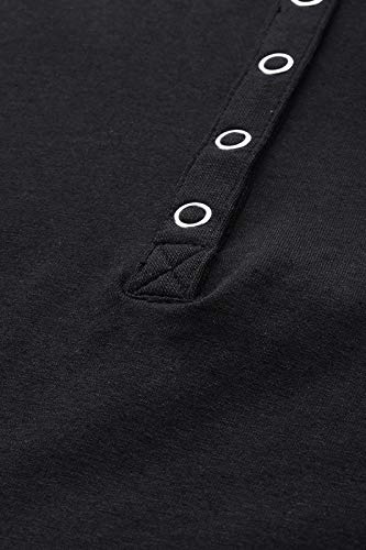Enamor Essentials Womens Slim Fit Henley Neck 3/4th Sleeves Cotton Tee with Snap Button Placket Front & Sleeve Tab - E129(E129-