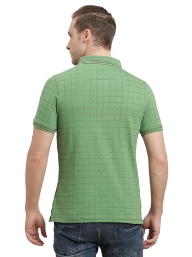 Turtle Men 100% Cotton Green Printed Polo T-Shirt