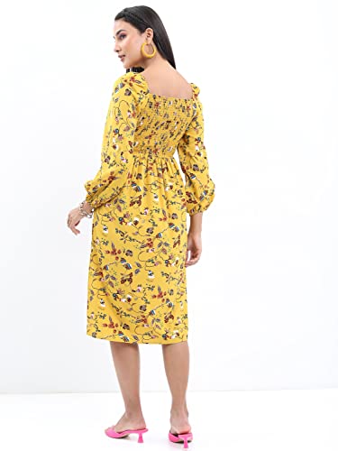 Ketch WomenS Polyester Classic Calf Length Casual Dress (Khj6000031 Yellow