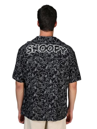 Bewakoof Official Peanuts Merchandise Mens AOP Oversized Shirt_586202_Black_M