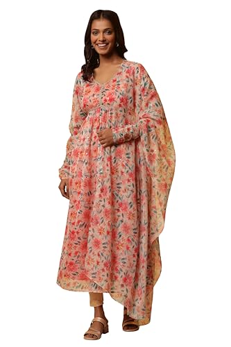 Aurelia Multi-Coloured Floral Printed Organza Dupatta