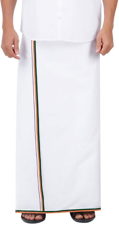 Prakasam Cotton Mens Fine Quality Welcro Pocket Bjp Party Cotton White Solid Men Dhoti