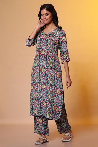 Aurelia WomenS Viscose Floral Regular Kurta (24Fea15220_Blue