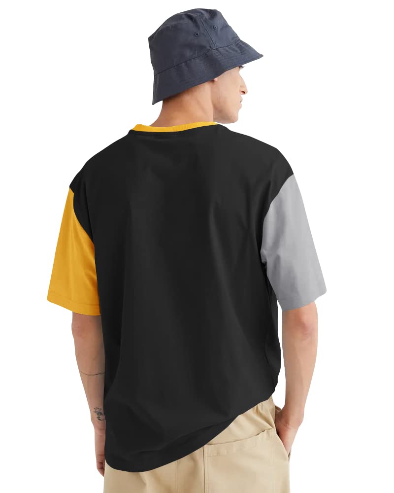 Noble Monk MenS Round Neck Loose Fit Half Sleeves Colorblocked T-Shirt