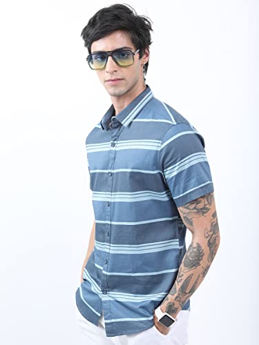 Ketch MenS Slim Fit Shirt (Khsh001306_Blue