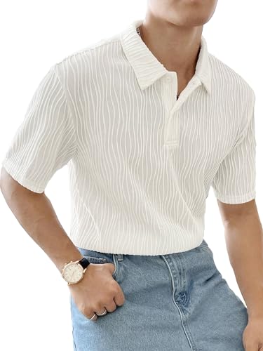 Noble Monk MenS Regular Fit Polo T-Shirt |Half Sleeves |Textured Popcorn T-Shirts For Men | Stylish Half Sleeve T-Shirt For Men