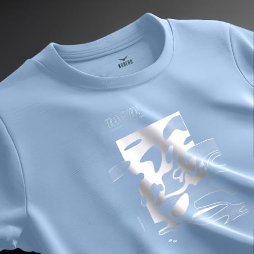 Nobero MenS Regular Fit T-Shirt (1M-Twts-C0692_Powder Blue