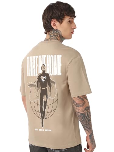 Bewakoof Heavy Duty 1.0 Official Dc Merchandise Superman MenS Graphic Print Oversized Fit Half Sleeve Round Neck Terry T-Shirt_6