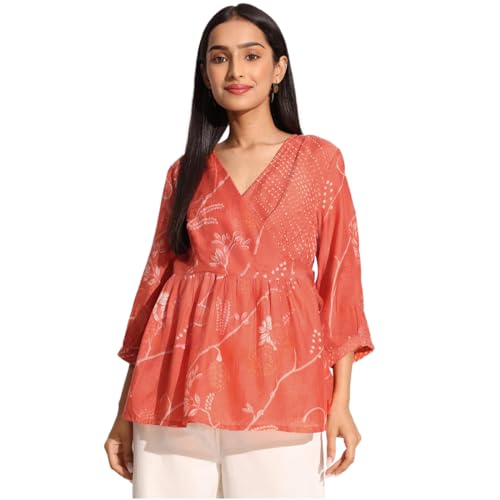 Fabindia Women's Rayon Blend Printed Regular Short Kurti