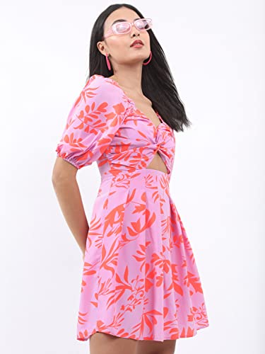 Ketch Polyester Womens Short Sleeve Casual Fit Dress Midi Khj6000238_Lilac