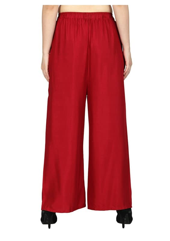 Fashion Gallery WomenS Rayon Relaxed Fit Palazzo Pants With Full Length Pull On Closure And Elasticated Flexible Waist|Palazzo