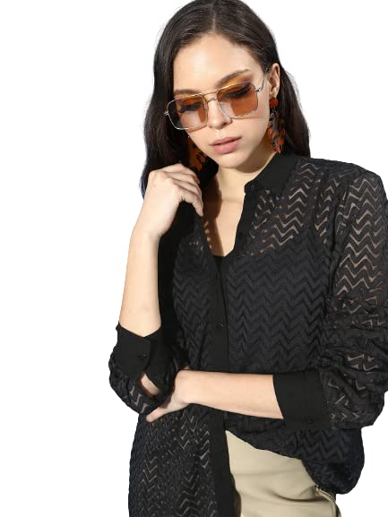 Style Quotient Women Black Chevron Shirts