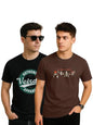 Veirdo Mens Graphic Regular Fit T-Shirt Combo Pack of 2 Casual Cotton Round Neck Tees Fashion Tops For E