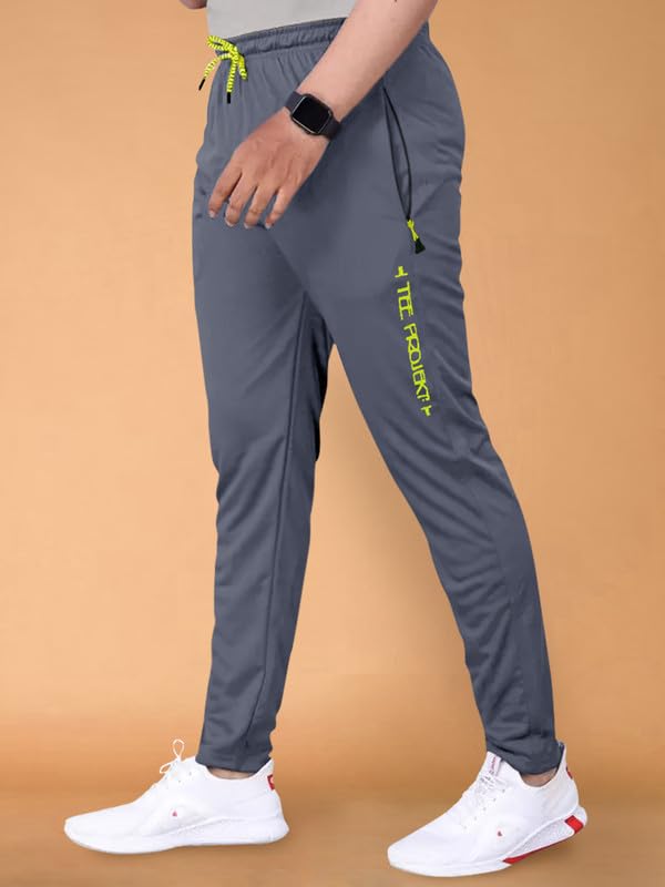 Pinkmint Lycra Soild Track Pant for Men & Elastic Jogger Gym Wear, Yoga Wear, Sports, Regular Wear (Pack of 1) Grey