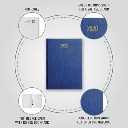Anupam Dash 2026 Diary With Dates, 2026 Daily Planner Full Page Per Day With Monthly Calendar, New Year Diary 2026 80 Gsm Size A