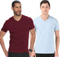 ADRO Men's V Neck Combo Plain Cotton T-Shirts_VCM2-PLN-MR-SK-XL