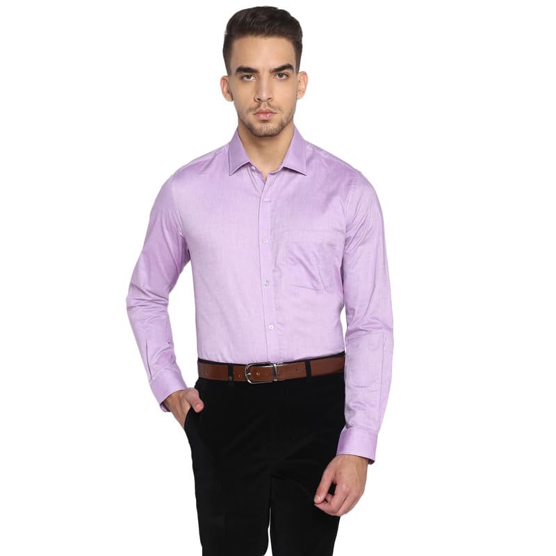 Turtle Men 100% Cotton Purple Solid Slim Fit Full Sleeve Formal Shirt