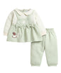 BUMZEE Green & Beige Girls Full Sleeves Fleece Winter Wear Set Age - 12-18 Months (Peb9653D-grn.bge)