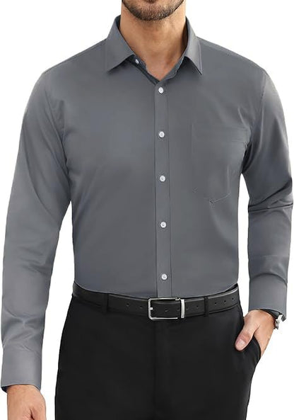 CB-COLEBROOK Mens Cotton Casual Classic Design Button Up Shirt with Chest Pocket, Male Clothes for Spring and Fall Business Occ