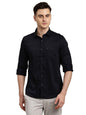 Turtle Men Cotton Stretch Navy Solid Slim Fit Casual Shirt