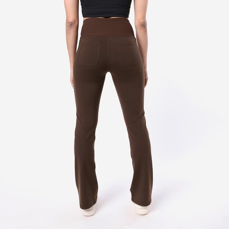 BlissClub Ultimate Flare Pants for Women Upto 54 ft | Ribbed Waistband, 4 Pockets | High Waist Trousers and Formal Pants for Of
